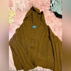 Brown American Eagle sweater with a hood! size medium.
